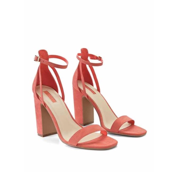 peach block heel sandals